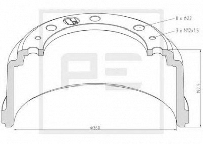 PE AUTOMOTIVE 03641700a -  Тормозной барабан